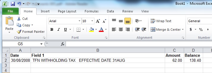 It can be seen from this screenshot of the Excel spreadsheet that the data is getting close to being ready for further analysis such as money tracing. 